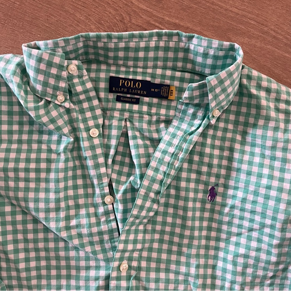 Gingham green Ralph Lauren button down - Picture 4 of 4